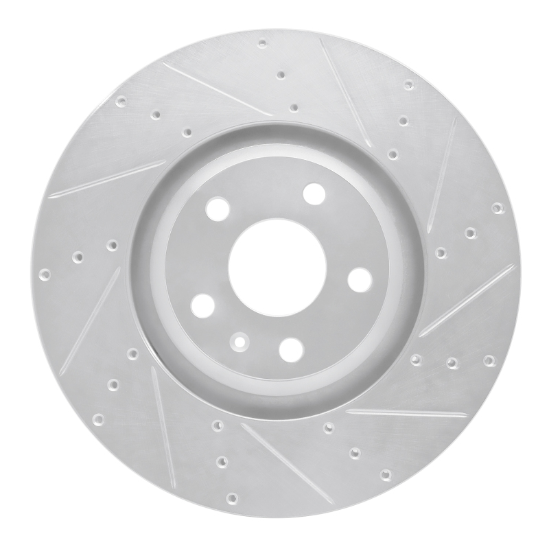 Audi TTS Quattro Brake Rotor (1) - Front Right - R1 Concepts - Drilled & Slotted - Silver - `12-`15